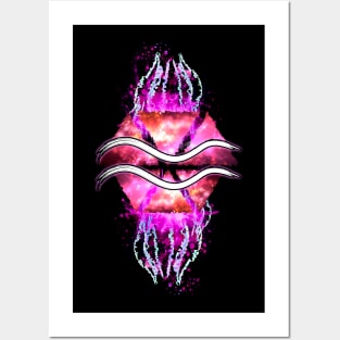 Aquarius Zodiac - Pink Abstract Posters and Art